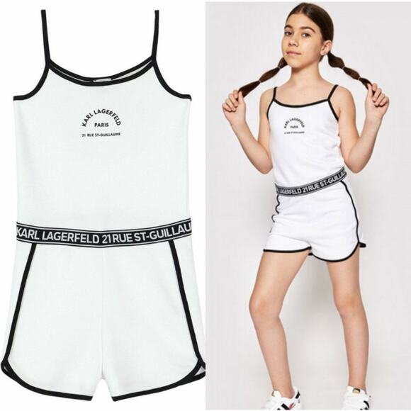 KARL LAGERFELD Girls White Logo Playsuit Size 3 94cm - Picture 1 of 4